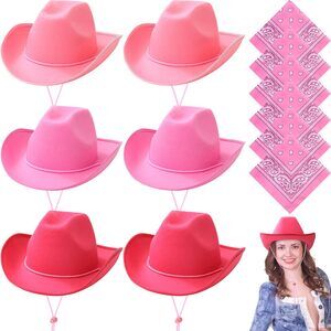 4669 6 Sets Adult Cowboy Hat For Women And Men Western Cowgirl Hats